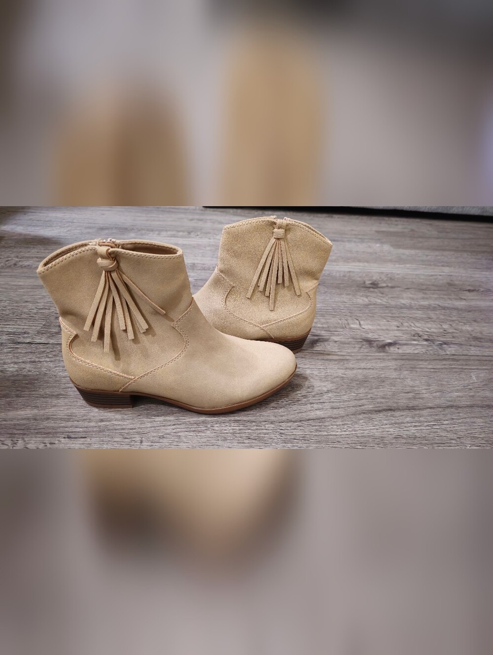 Kohl's Beige Suede Ankle Boots with Side Zip